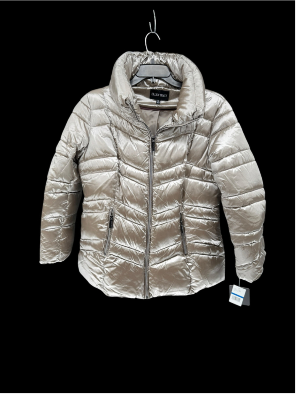 Women's Ellen Tracy Puffer Jacket Size M Silver